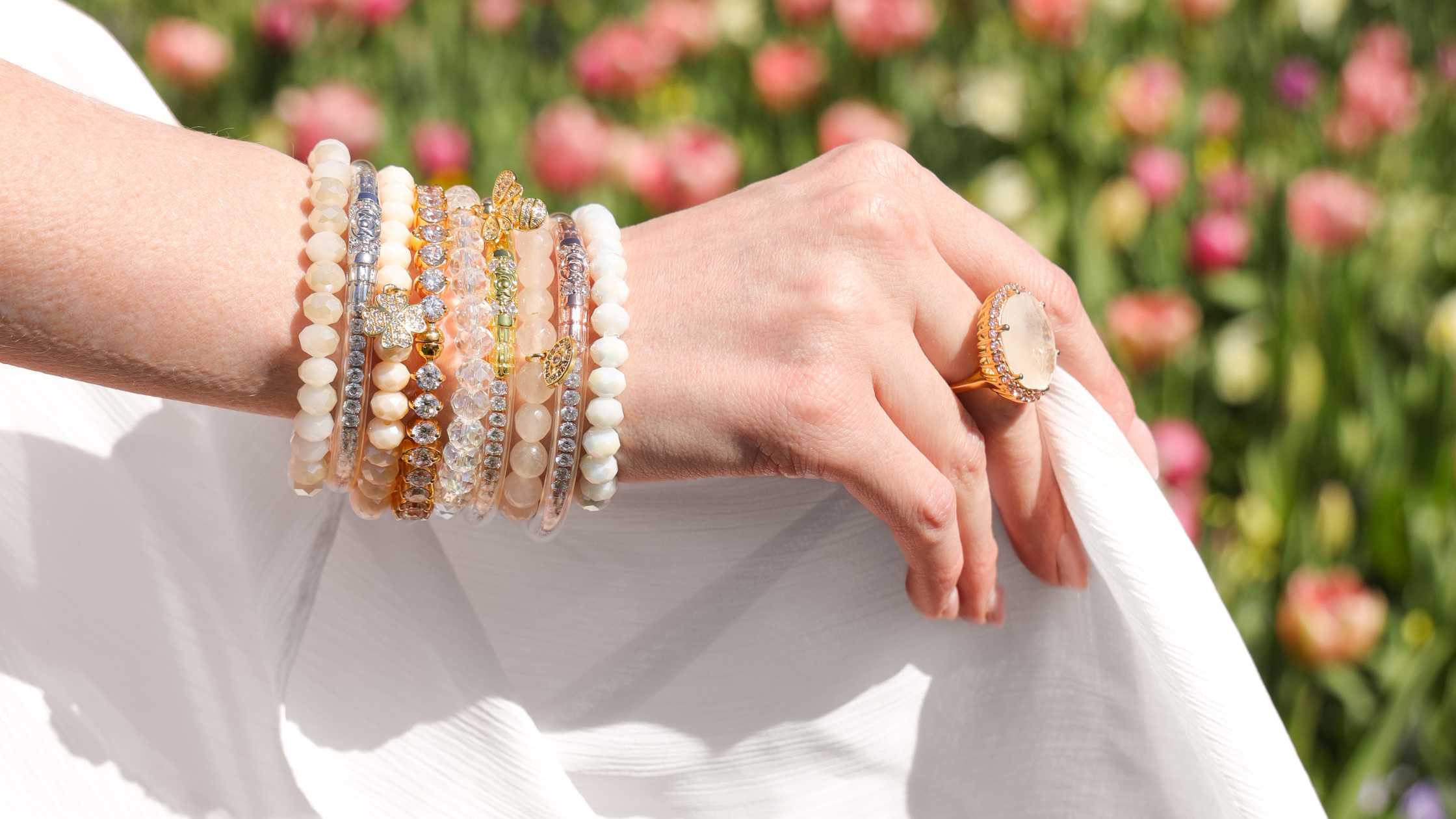 Wedding Bangles and Bridesmaid Jewelry | Gold Bracelet Stacks | Gold Bangles and Stacked Bracelets | BuDhaGirl