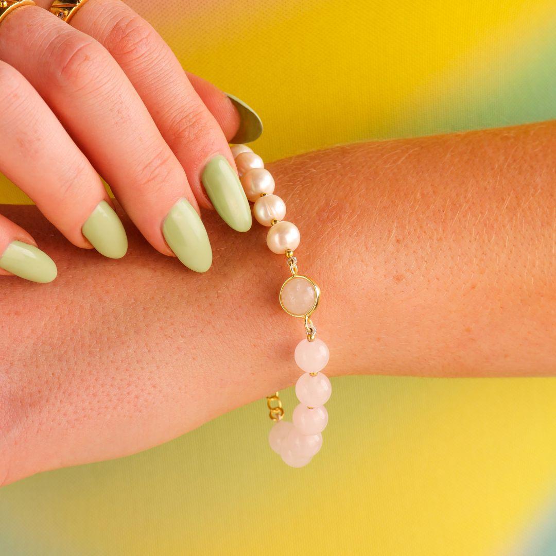 Margarite Bracelet - Rose Quartz/Pearl
