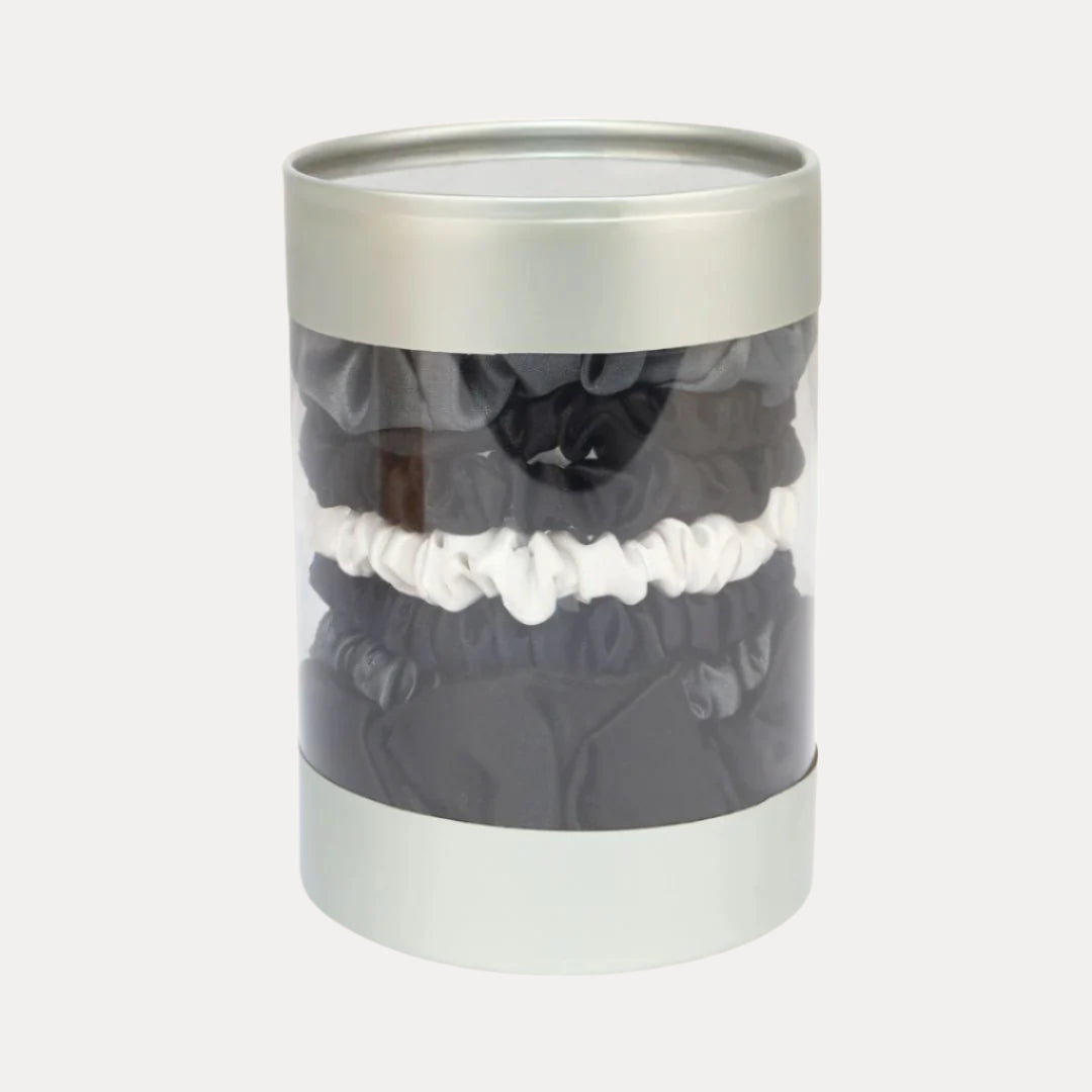 Pack of 7 Assorted Black Scrunchies Set For Women | BuDhaGirl