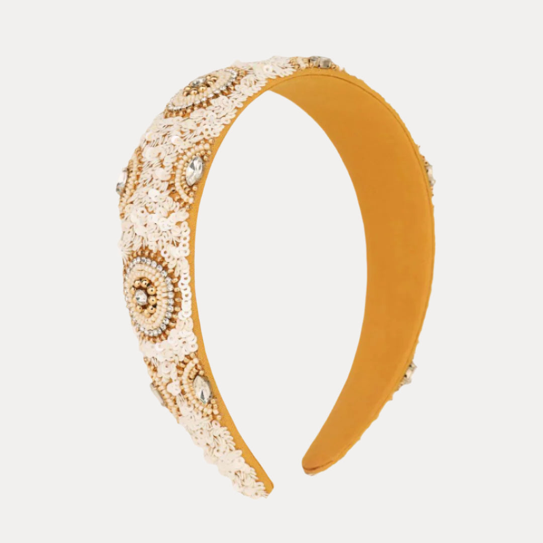 Nadia Cream Sequin Crystal Headband