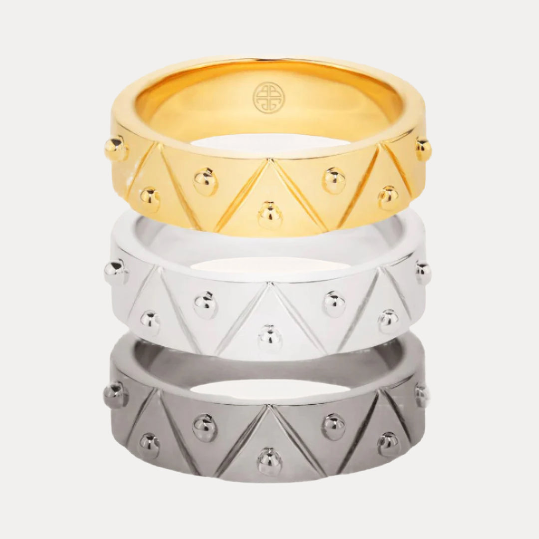 22kt Gold, Palladium Dark, and Palladium Light Gold Plated Brass "Feel" Serenity Ring for Women | BuDhaGirl