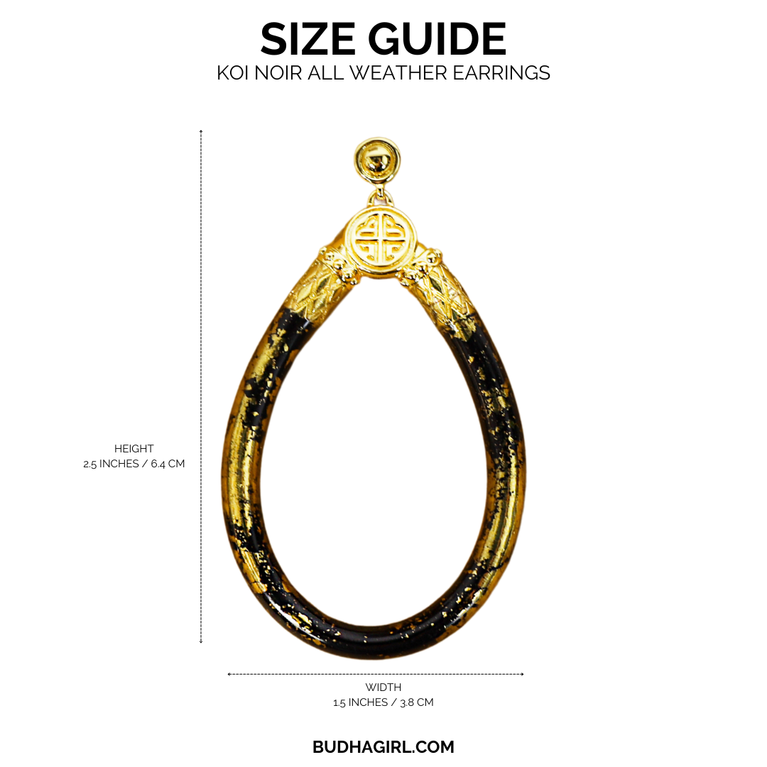 KOI Noir All Weather Earrings Size Chart | BuDhaGirl