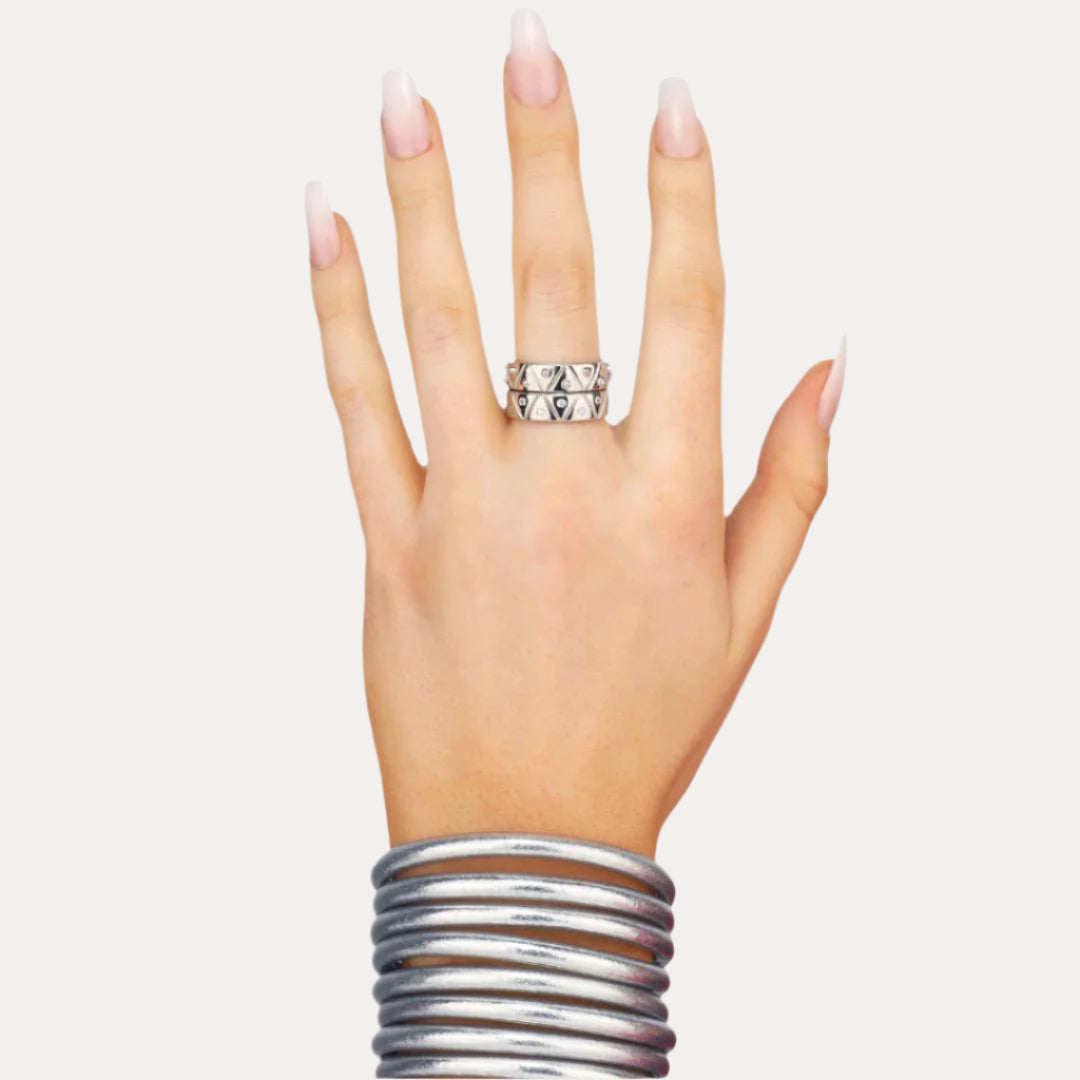 Palladium Light Gold Plated Brass "Light" Serenity Ring for Women | BuDhaGirl