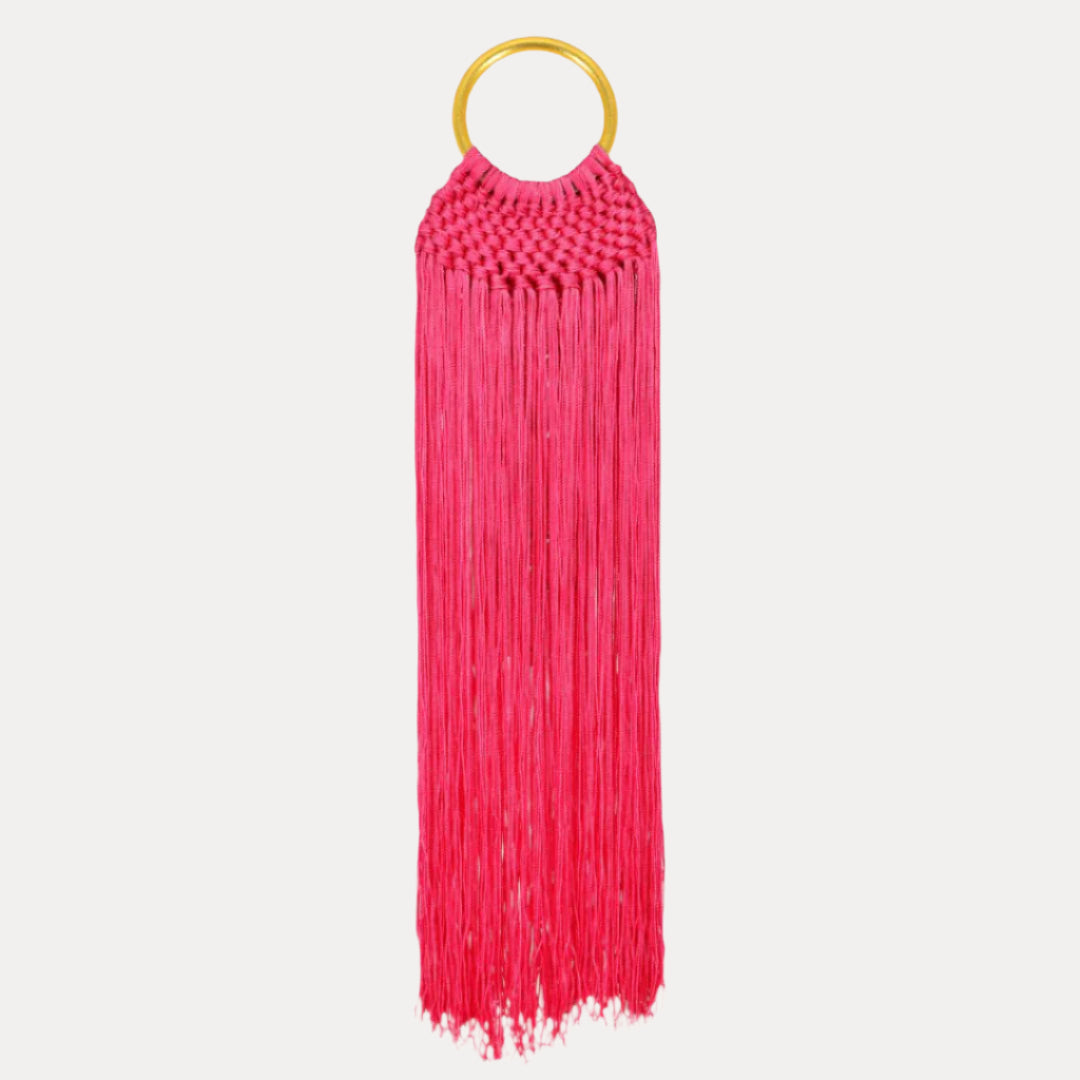Pink Sophie Macrame Handbag with Gold Bangle Handle | BuDhaGirl