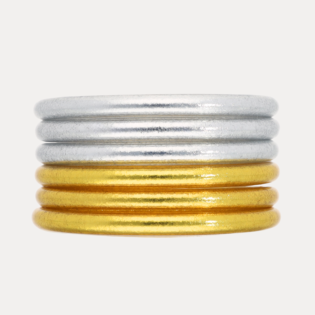 The Silver & Gold Core Mixed Stack | Bangles, Bracelets, Jewelry | BuDhaGirl