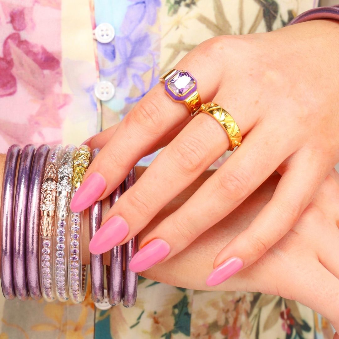 Cushion Cut Ring: Unique Crystals in Universal Size 8.5 - Amethyst