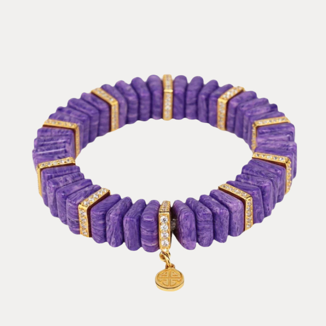Charoite Tablet Beaded Bracelet for Women | BuDhaGirl