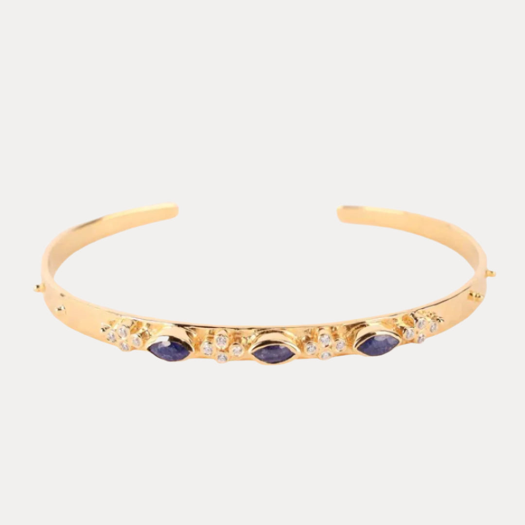 Sapphire Crystal | Gold-Plated Cuff Bracelet | BuDhaGirl