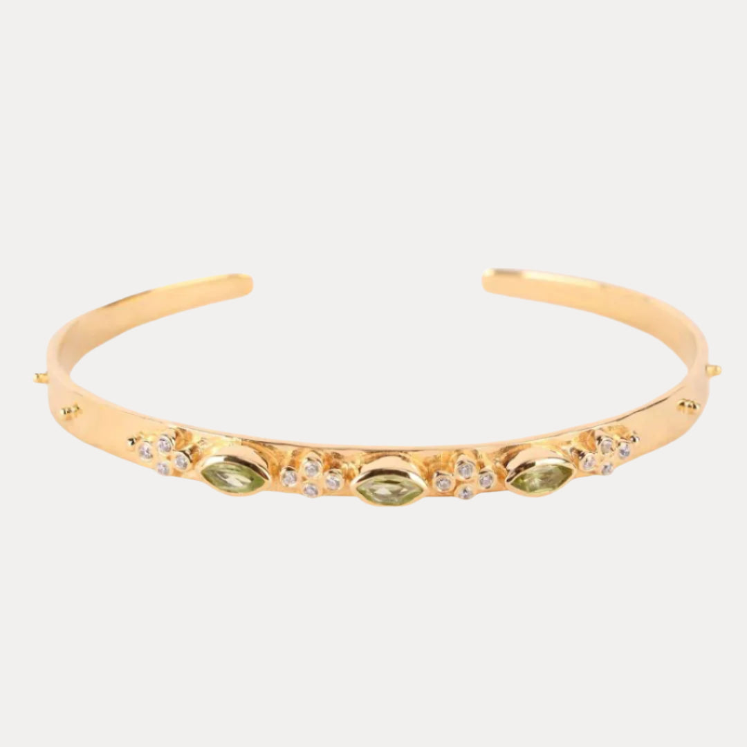 Peridot Crystal | Gold-Plated Cuff Bracelet | BuDhaGirl