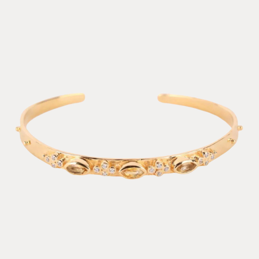 Citrine Crystal | Gold-Plated Cuff Bracelet | BuDhaGirl