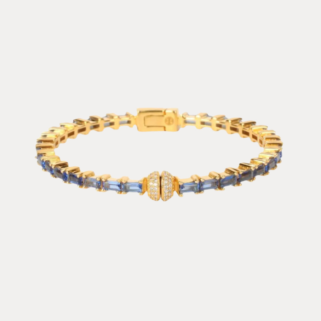 Blue Sapphire Baguette Crystals Aurora Bracelet | BuDhaGirl