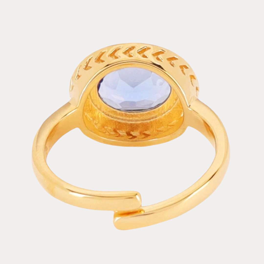 White Tanzanite Faceted Crystal Cabochon Orb Enamel Bezel Galaxy Ring | BuDhaGirl