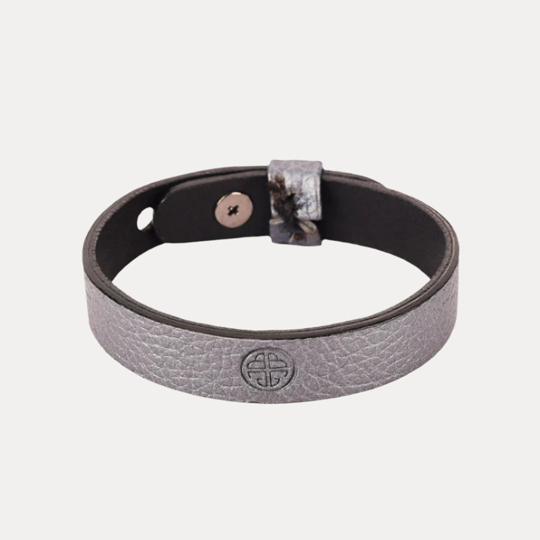 Silver Grey Leather Bracelet for Men | Mens Jewelry and Bracelets for Men | BuDhaGirl