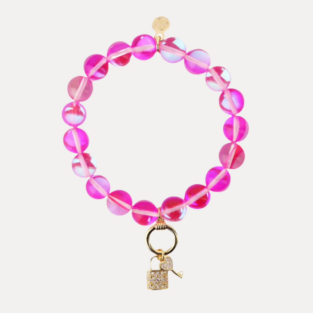 Lock & Key Charm Beaded Chain Bracelet For Women | BuDhaGirl