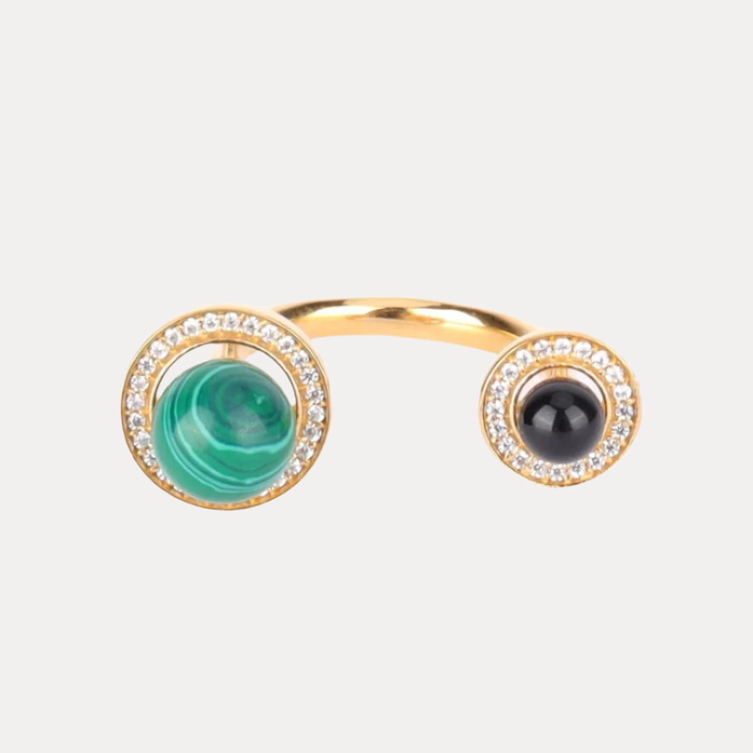 Malachite Gem Stone Mini Orbit Ring | BuDhaGirl