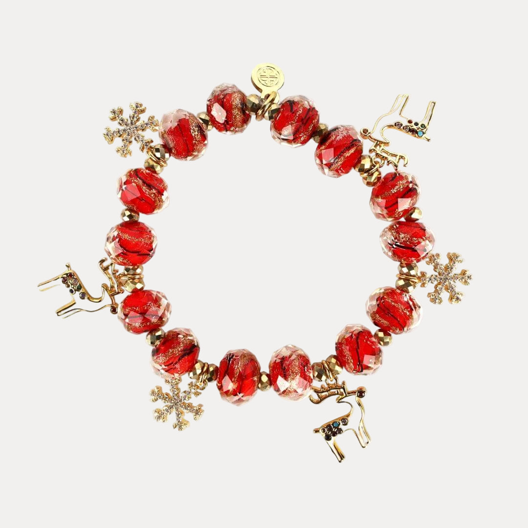 Reindeer & Snowflake Charms Red Noel Bracelet | BuDhaGirl