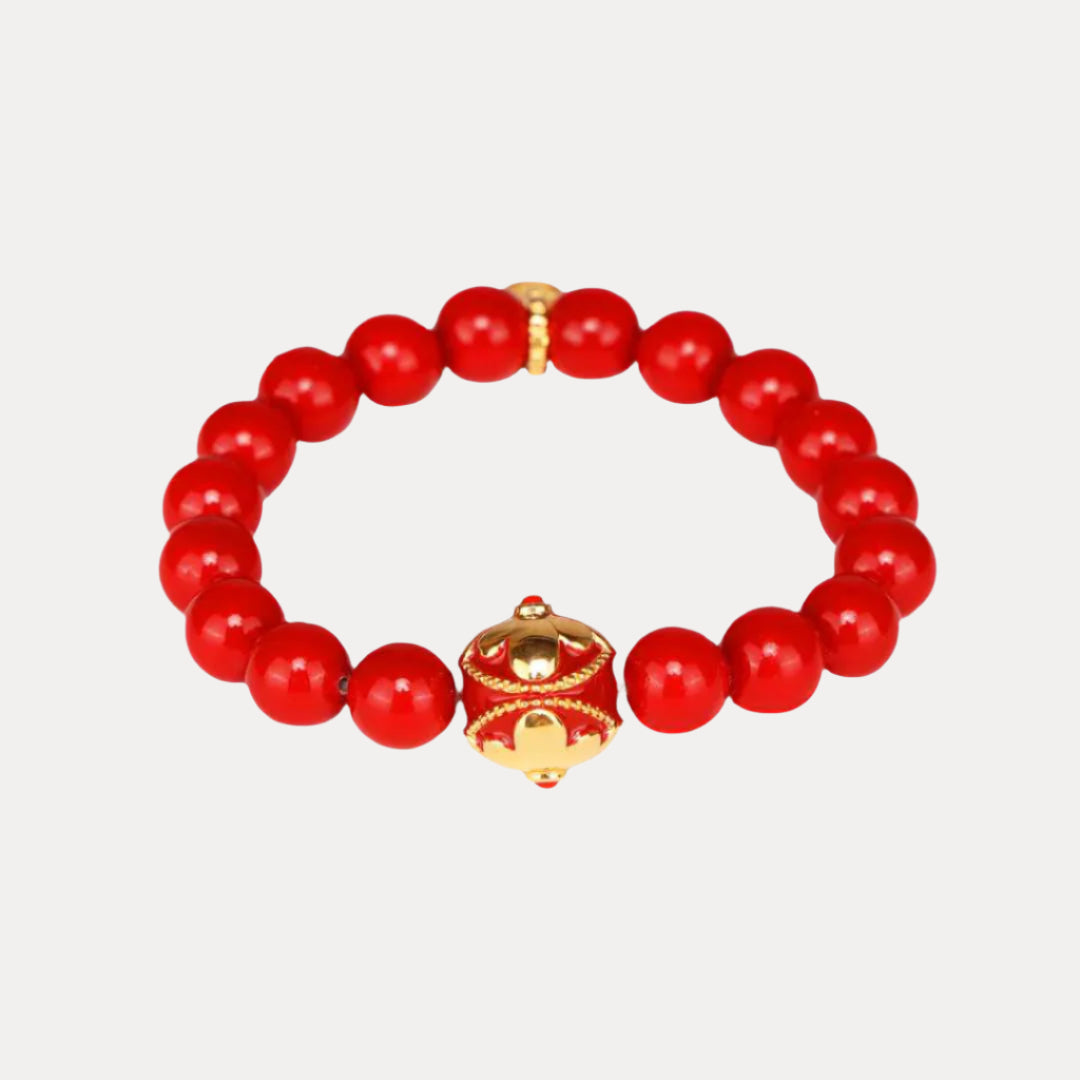 Red Primrose Beaded Bracelet For Women | BuDhaGirl