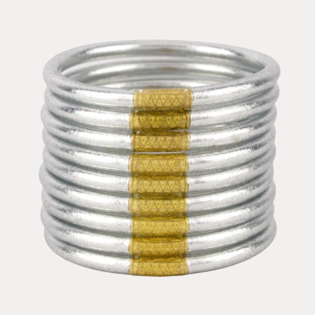 12.01.101.06.S9,12.01.101.06.M9,12.01.101.06.L9,12.01.101.06.XL9, Silver All Weather Bangles® (AWB®) - Serenity Prayer | Bangle Bracelets for Women | BuDhaGirl