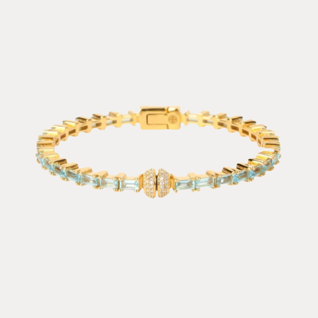 Sky Blue Topaz Baguette Crystals Aurora Bracelet | BuDhaGirl