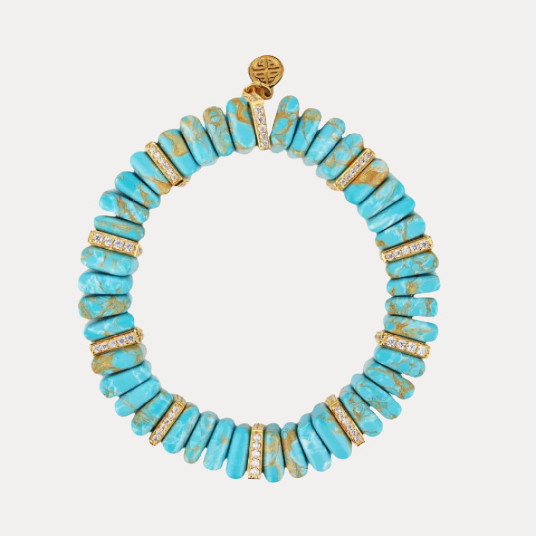 Turquoise Tablet Beaded Bracelet for Women - Sleeping Beauty | BuDhaGirl
