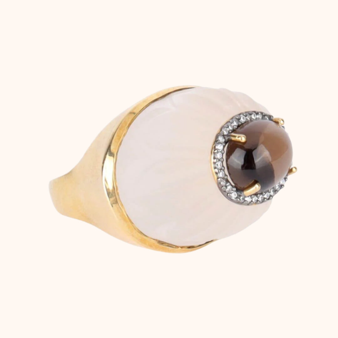 Smoky Quartz Cabochon Diva Ring | BuDhaGirl