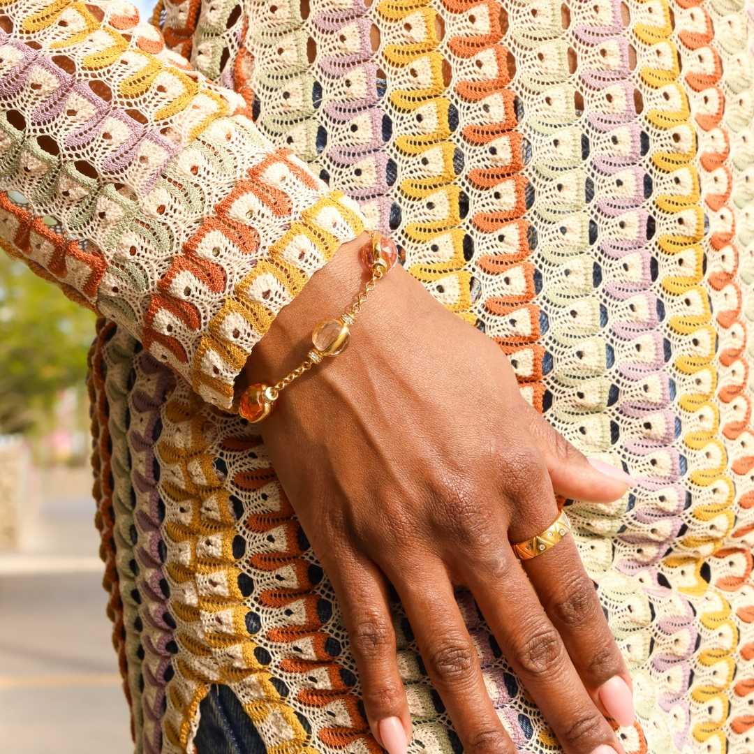 14K Gold-Dipped Brass Chain Princess Diana Crystal Bracelet