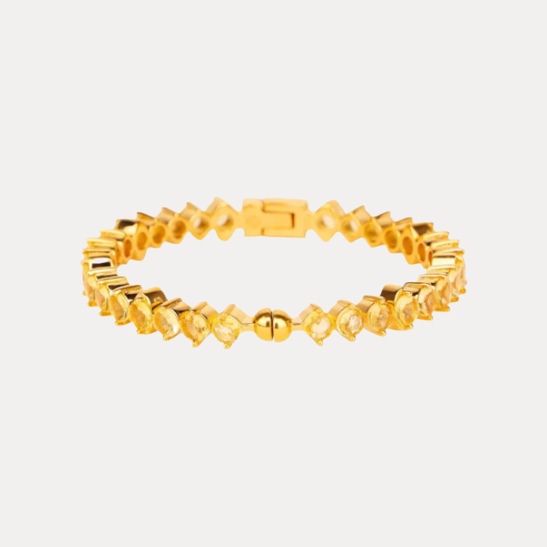 Gold Plated Brass Citrine Baguette Crystals Bangle - Etoile