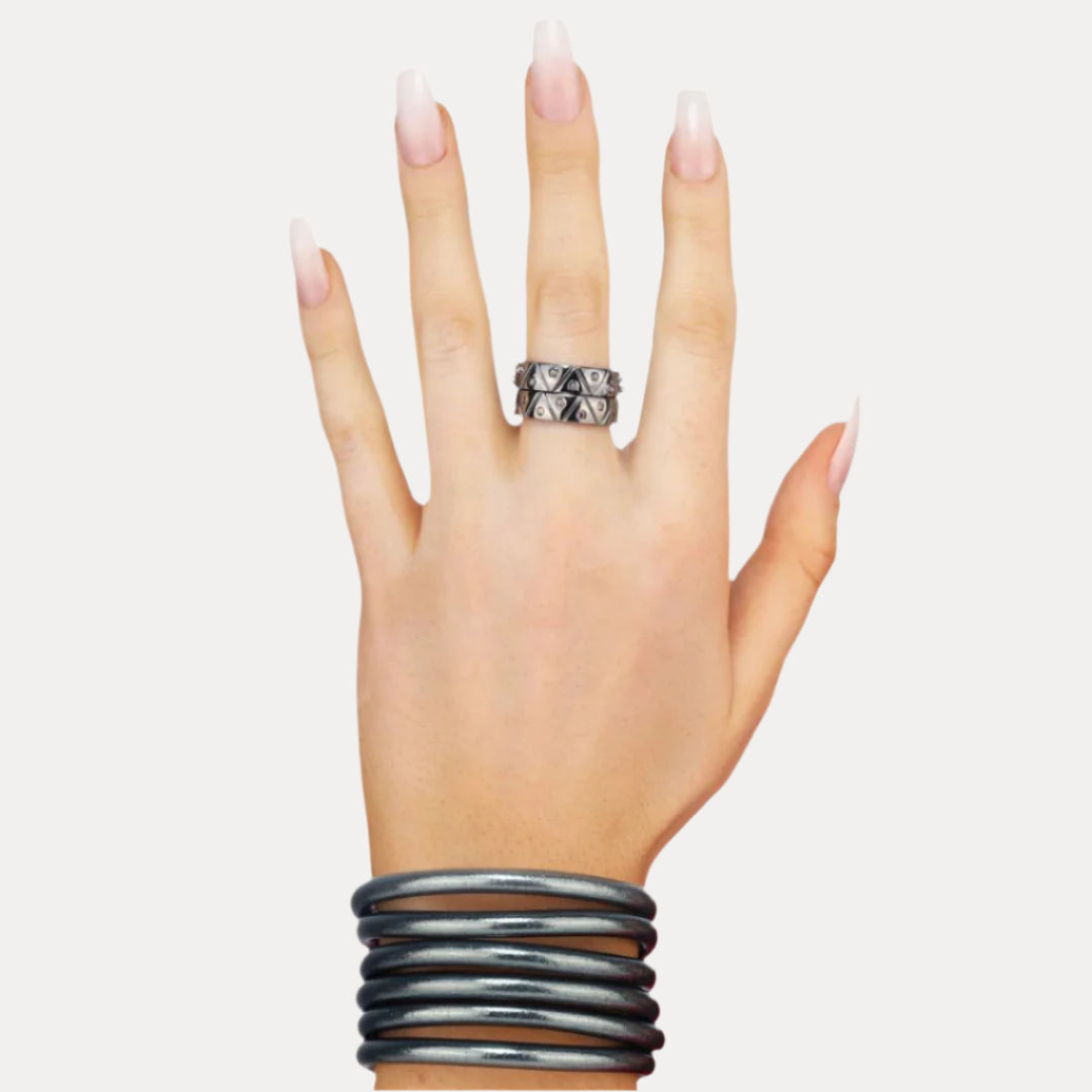 Palladium Dark Gold Plated Brass "Feel" Serenity Ring for Women | BuDhaGirl