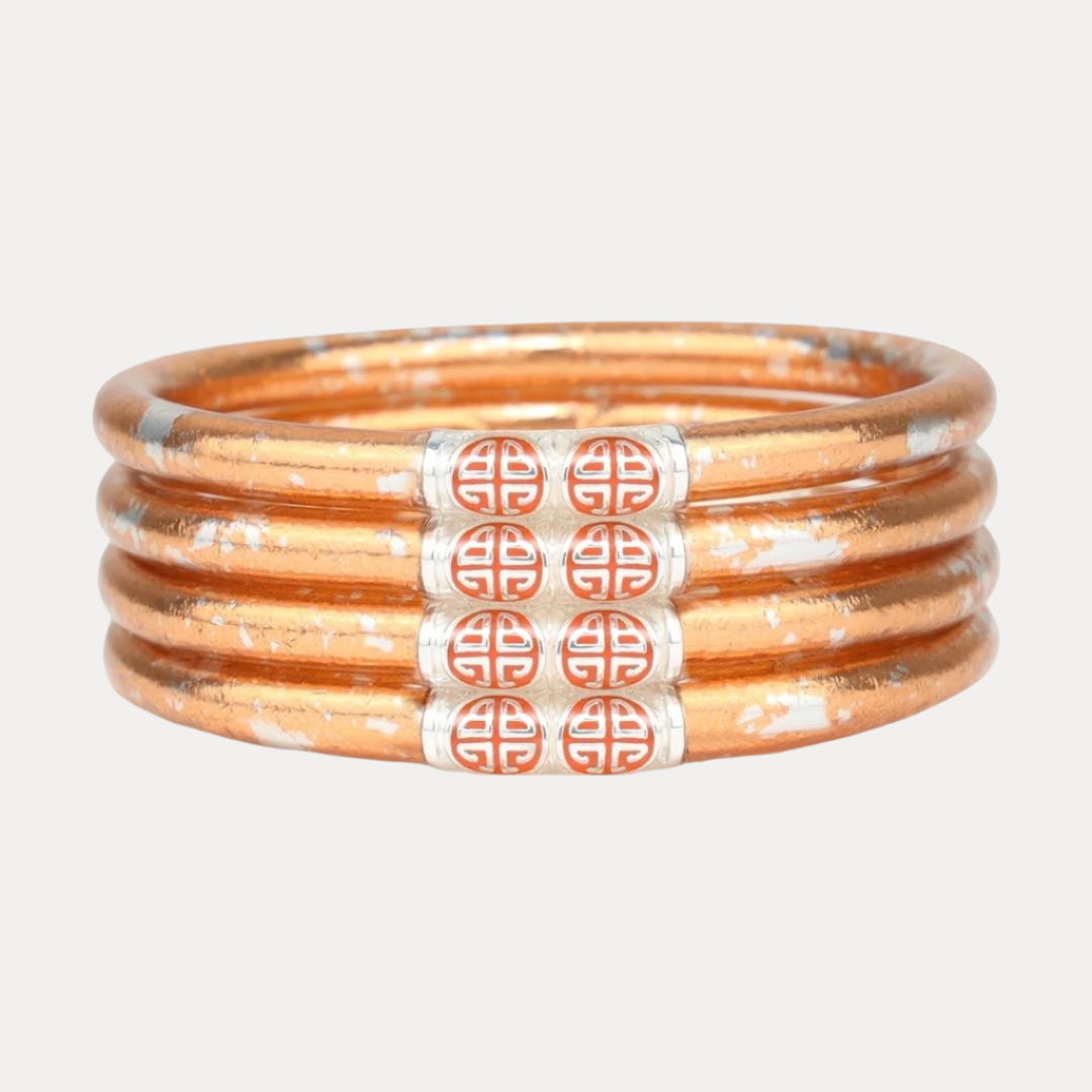 12.01.101.242.SM4,12.01.101.242.MD4,12.01.101.242.LG4,12.01.101.242.XL4, KOI Peche Bangles: Peach & Silver All Weather Bangle Bracelet Jewelry