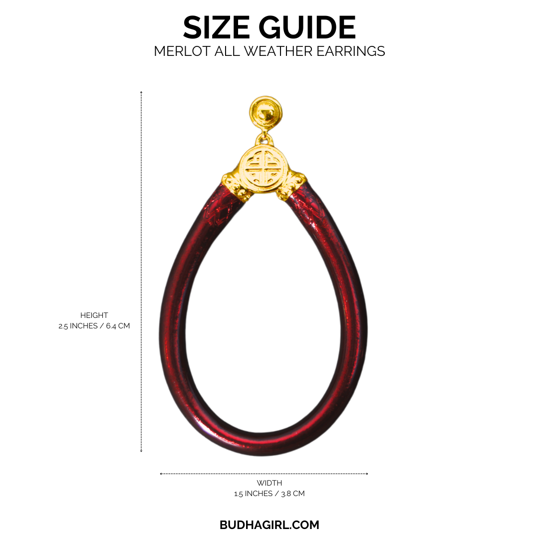 Merlot All Weather Earrings Size Chart | BuDhaGirl