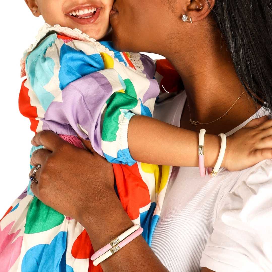 Pink/Ivory Yin & Yang All Weather Bangles® (AWB®) | Bangle Bracelets for Women | BuDhaGirl