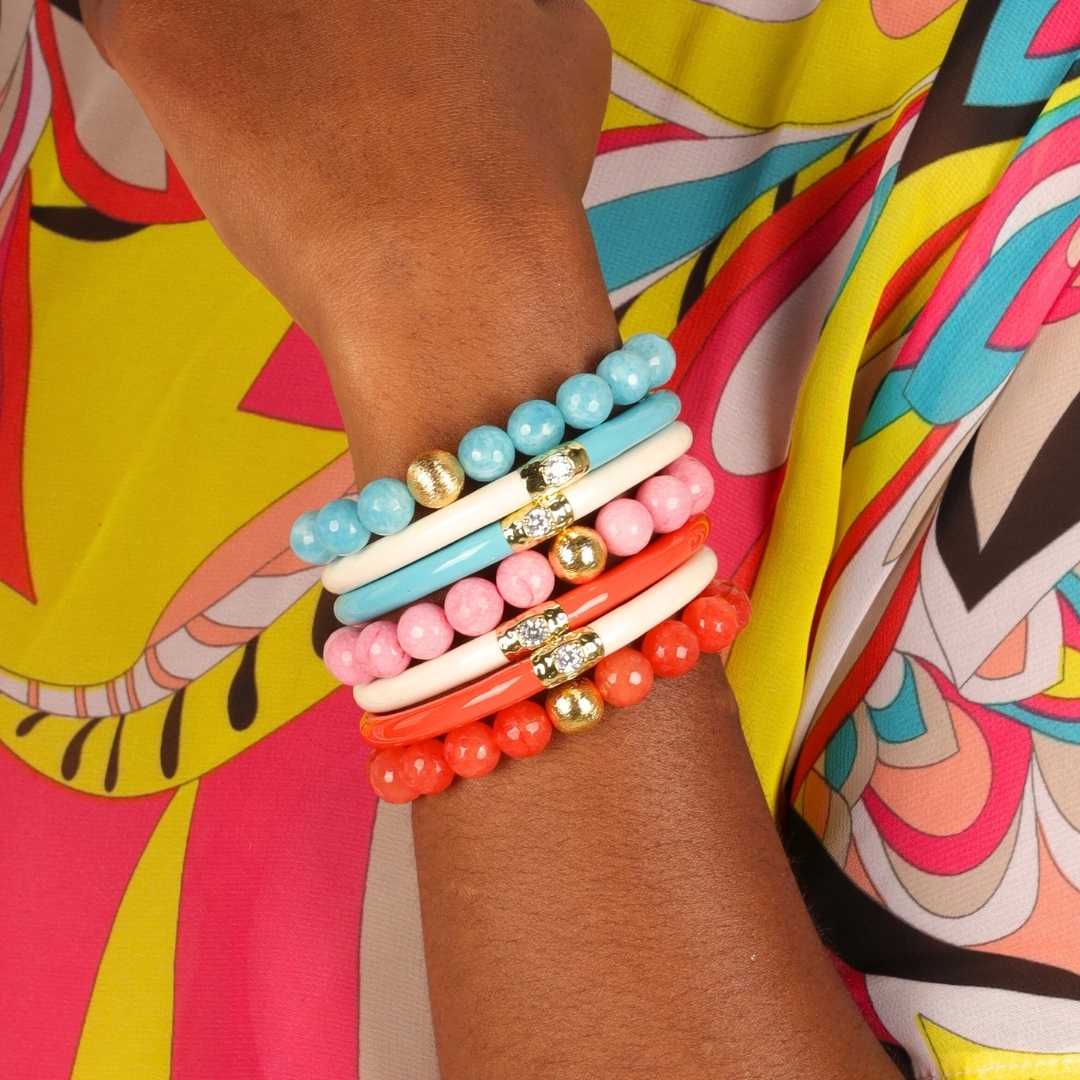 12.01.360.13.SM2,12.01.360.13.MD2,12.01.360.13.LG2,12.01.360.13.XL2, Turquoise/Ivory Yin & Yang All Weather Bangles® (AWB®) | Bangle Bracelets for Women | BuDhaGirl