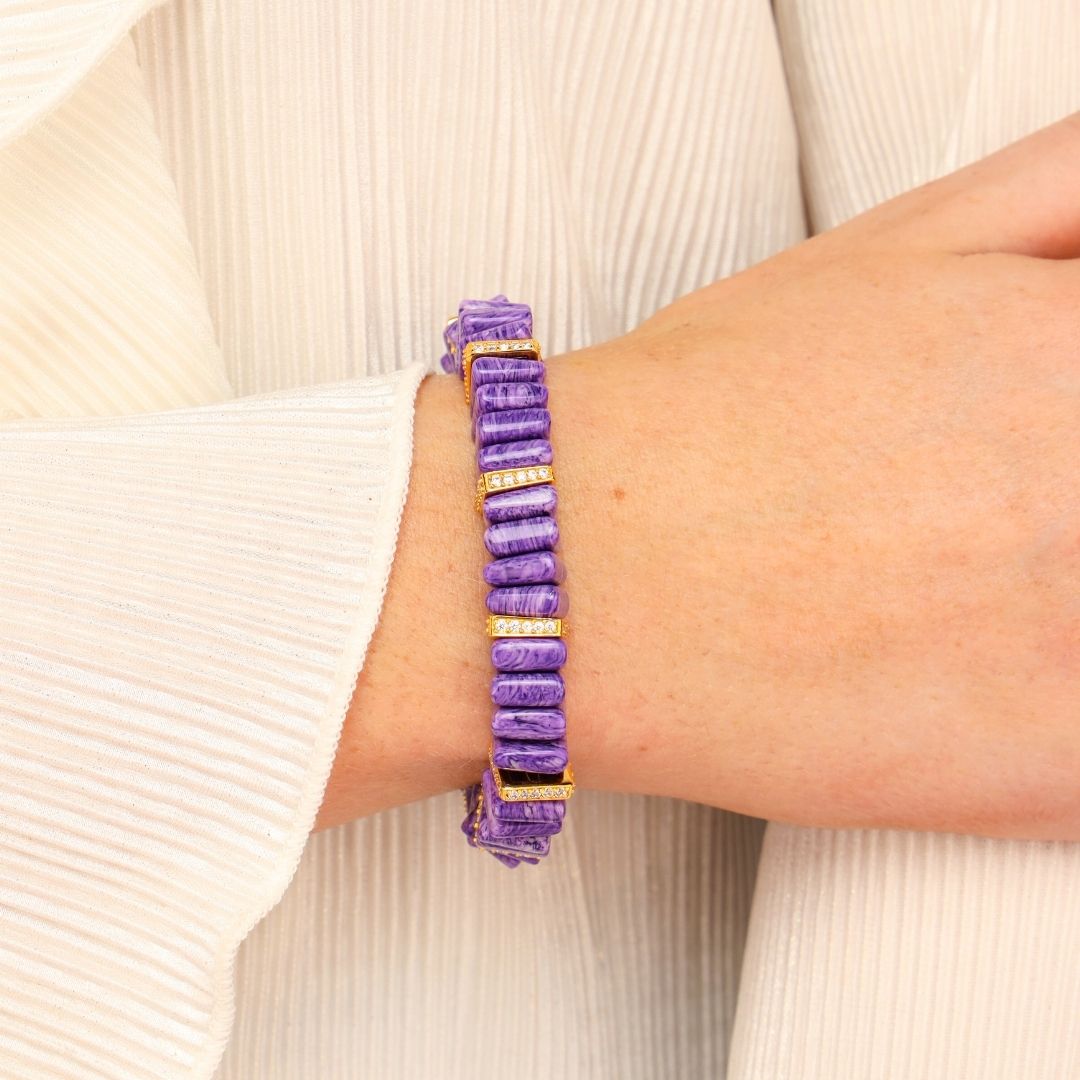 Charoite Tablet Beaded Bracelet for Women | BuDhaGirl