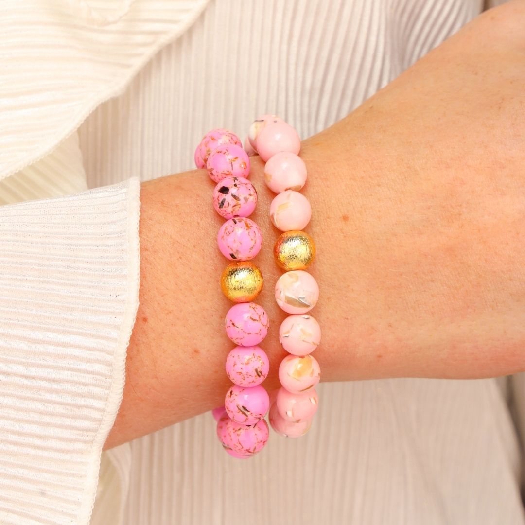 Marble Beaded Bracelet - Pink
