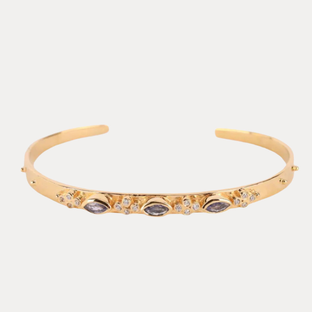 Tanzanite Crystal | Gold-Plated Cuff Bracelet  | BuDhaGirl