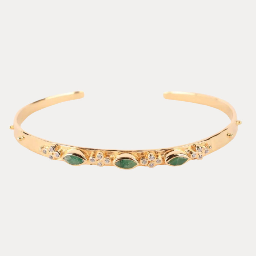 Emerald Crystal | Gold-Plated Cuff Bracelet  | BuDhaGirl
