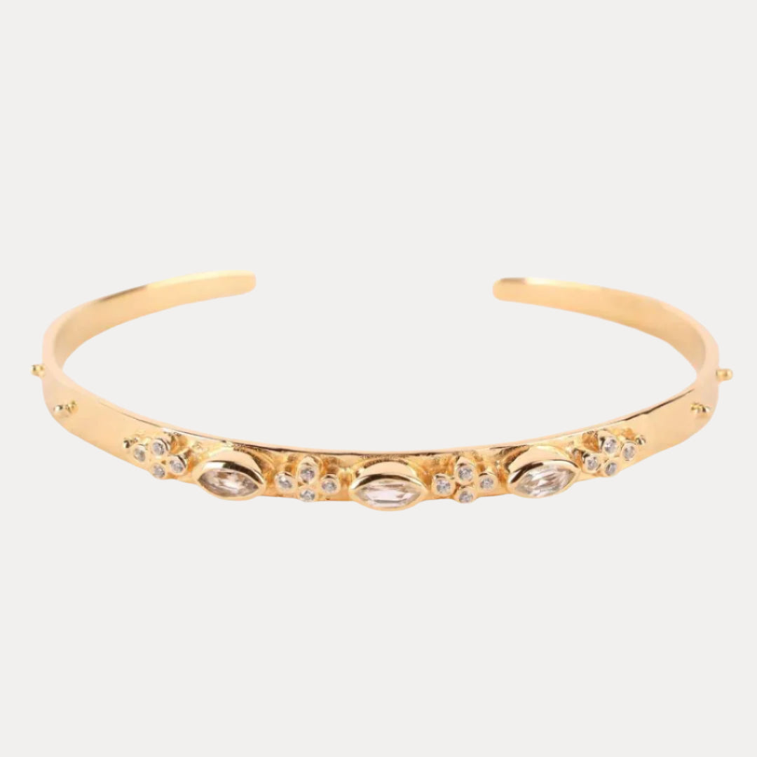 Clear Crystal | Gold-Plated Cuff Bracelet  | BuDhaGirl