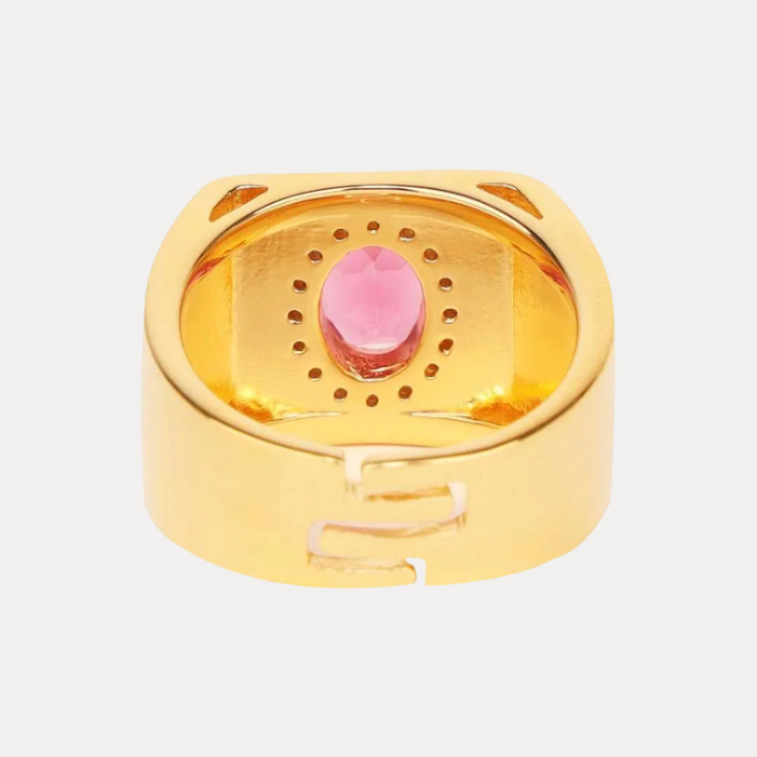 BDG Pink Morganite/White Gold Plated Brass Adjustable Birthday/Birthstone Rings | BuDhaGirl