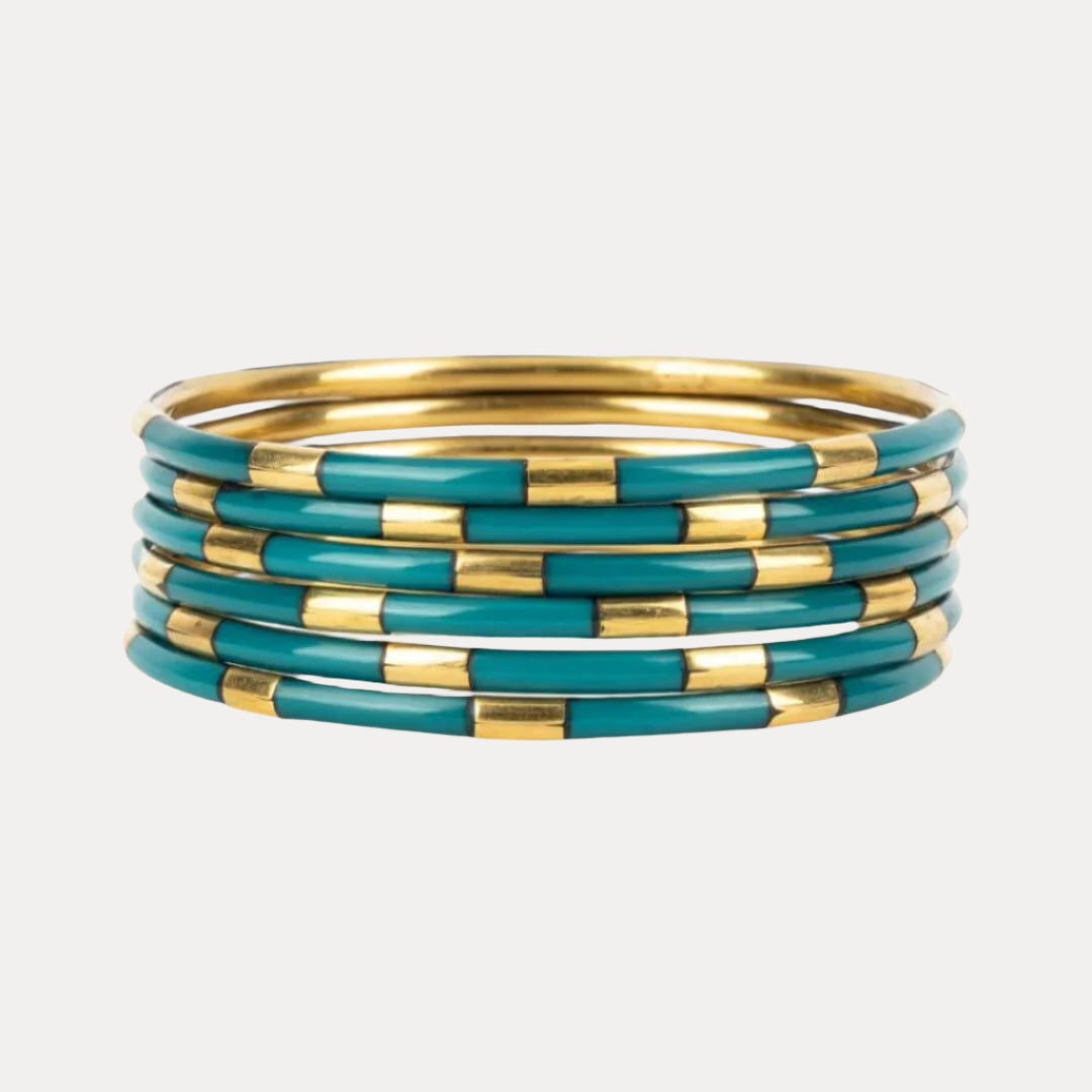 Caribe Enamel Veda Bangle Bracelets - Set of 6