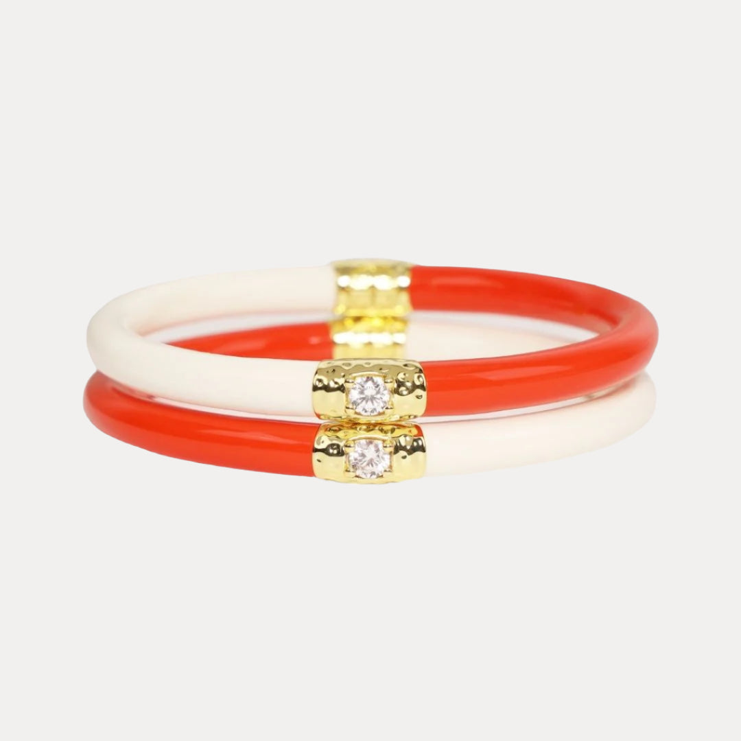 12.01.360.19.SM2,12.01.360.19.MD2,12.01.360.19.LG2,12.01.360.19.XL2, Coral/Ivory Yin & Yang All Weather Bangles® (AWB®) | Bangle Bracelets for Women | BuDhaGirl
