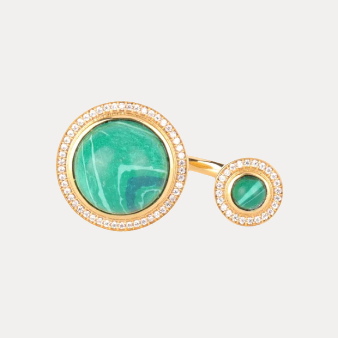 Malachite Maxi Orbit Adjustable Size Ring | BuDhaGirl