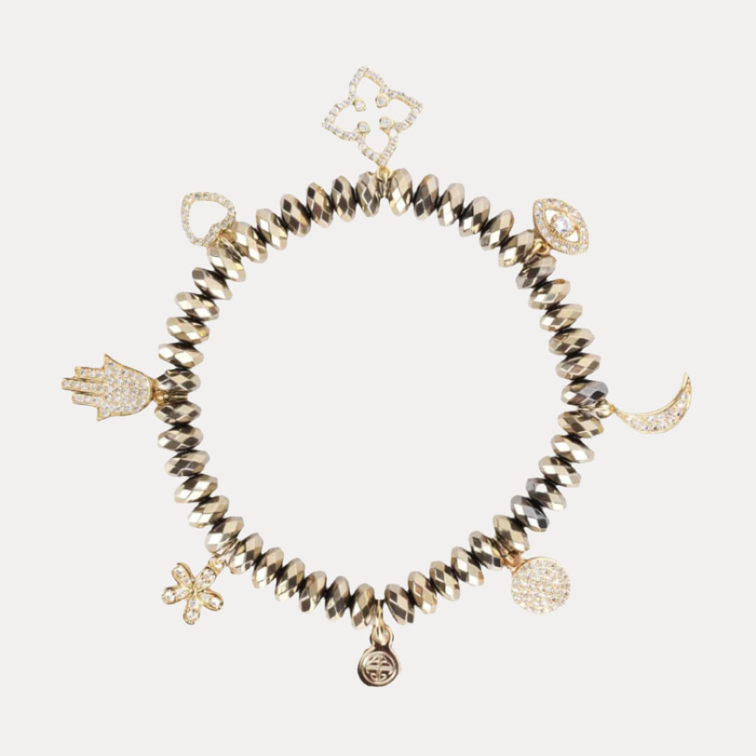 Rondelle Cut Gold Charm Bracelet | BuDhaGirl