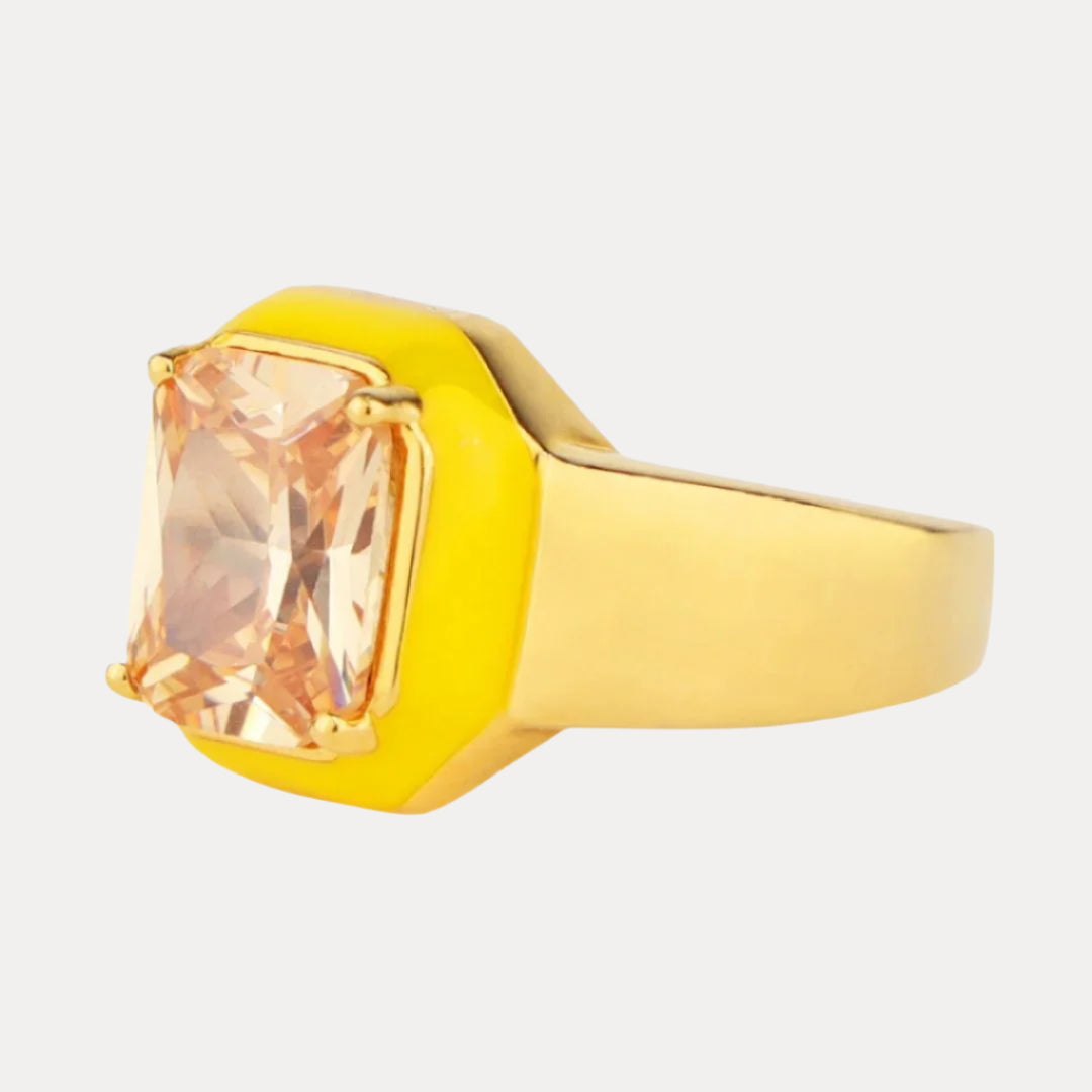 Spark Cushion Ring: Vibrant Enamel & Rectangle Crystals - BuDhaGirl